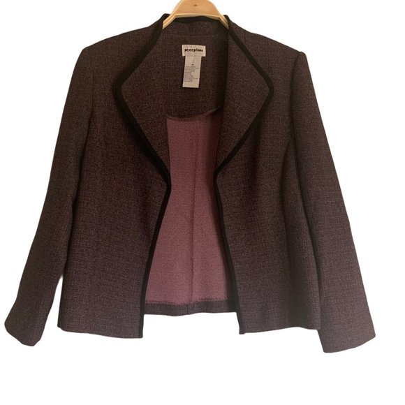 Perceptions Jackets & Blazers - Perceptions Dark Purple Open Faced Suit Jacket